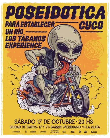 Afiche de Poseidotica + Cuco + Para Establecer un Río + Los Tábanos Experience