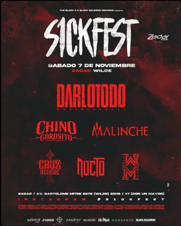 Afiche de S1CKFEST + DARLOTODO + Chino Gorosito + Malinche