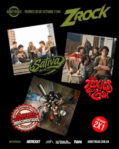 Afiche de ZROCK + LOS TÓXICOS SPLASH + SATIVA + JOVENES INDOCUMENTADOS